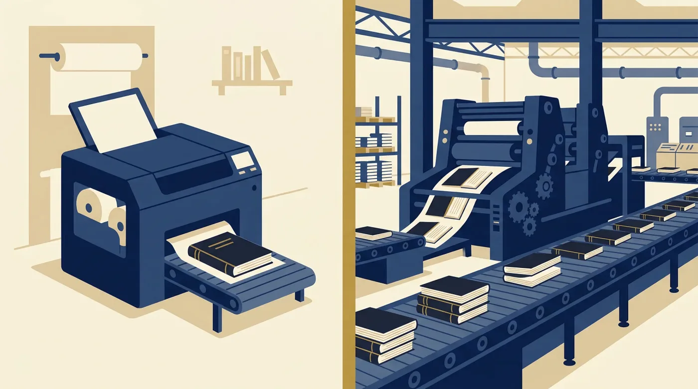 Ablauf des Book-on-Demand-Verfahrens: Bestellung, Druck, Versand