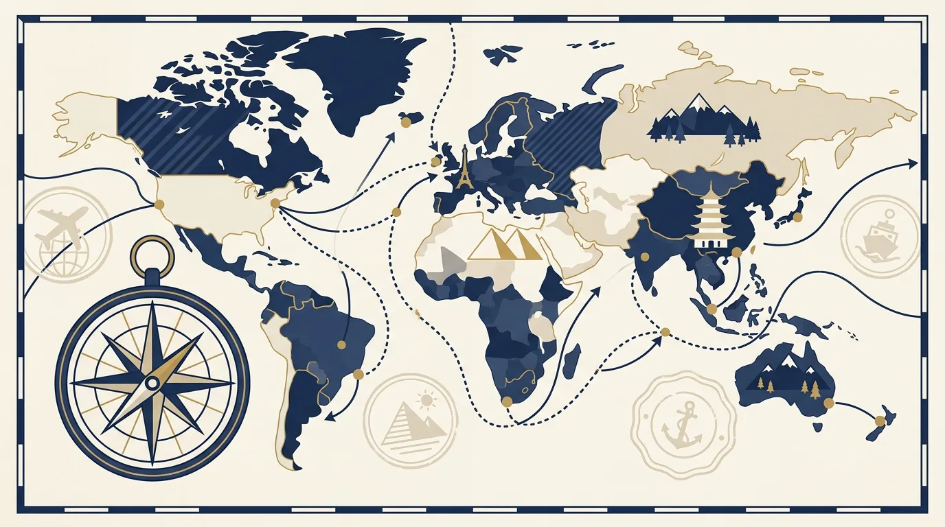 Karten-Elemente im Travel-Design